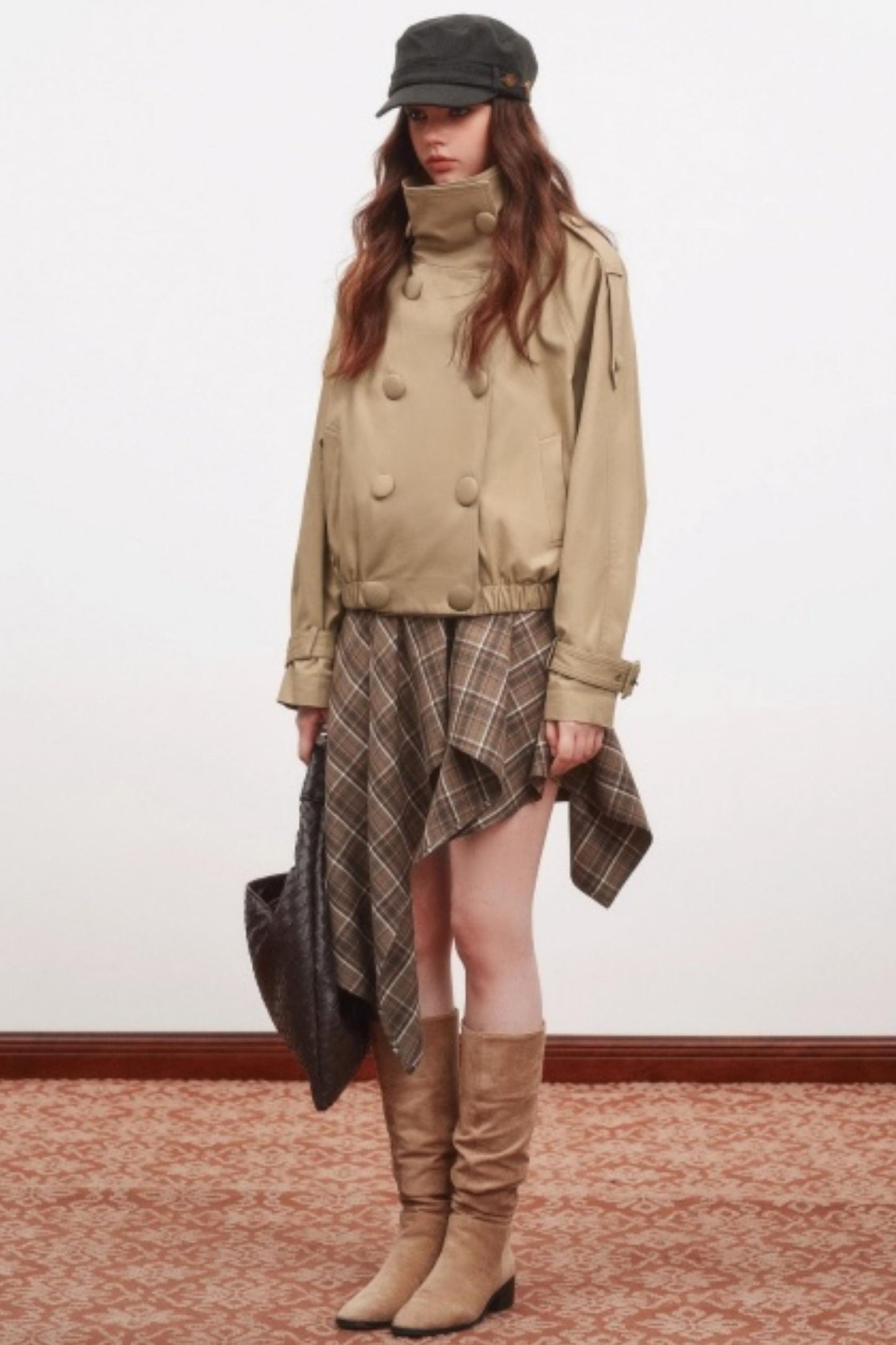 Slim Atmosphere Plaid Skirt