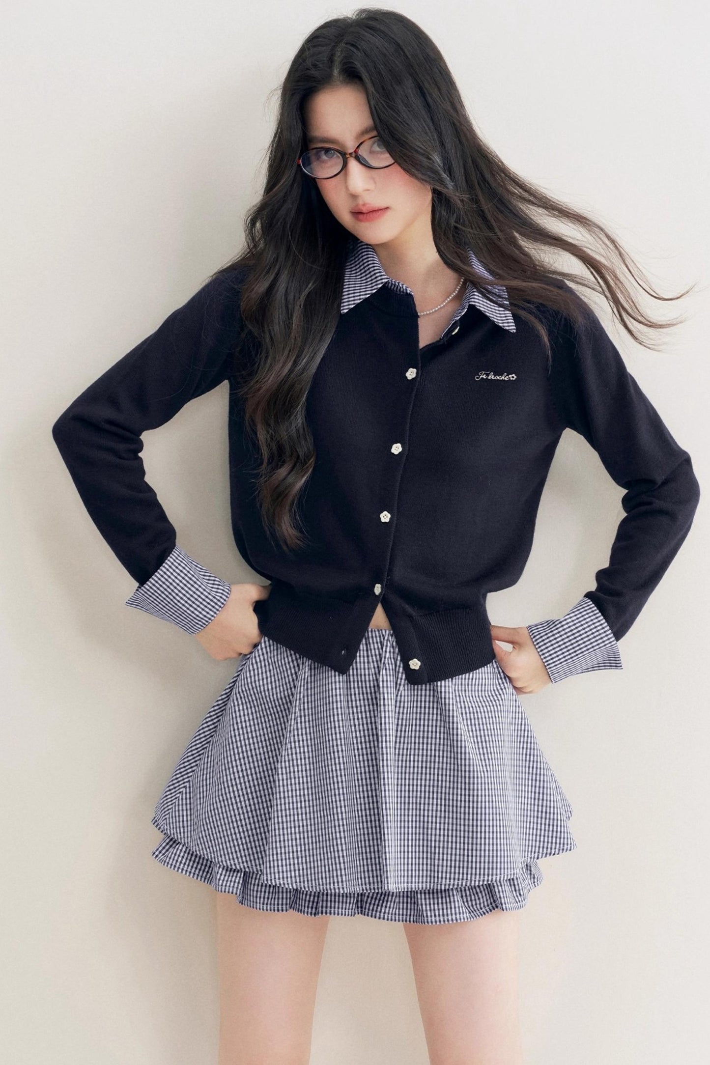 Elite Wool-Blend Plaid Cardigan Set-Up