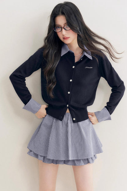 Elite Wool-Blend Plaid Cardigan Set-Up