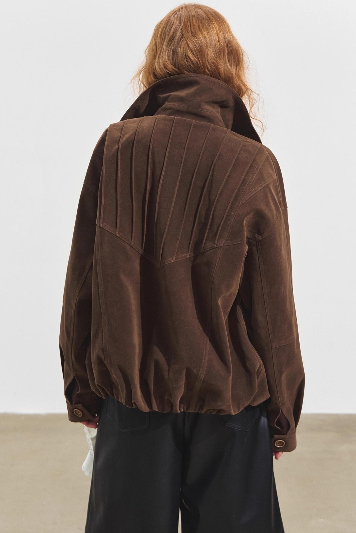 Lapel Suede Silhouette Jacket