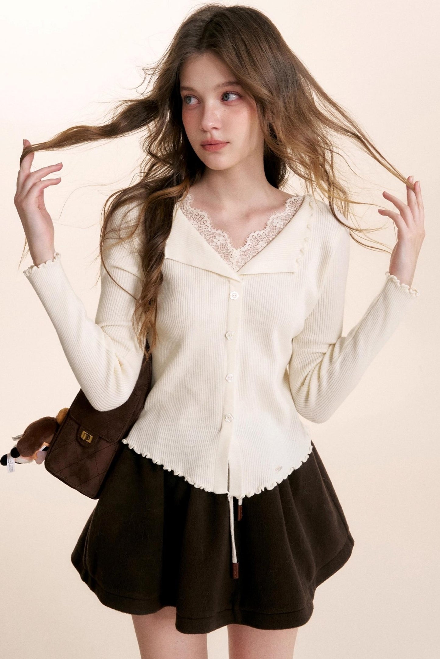 Romantic Lace Ruffled Knit Top