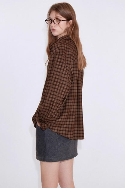 Autumn Embroidery Plaid Shirt