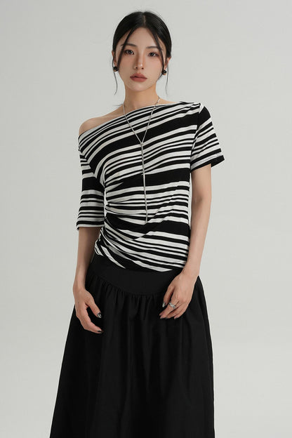 Stripe One-Shoulder Top