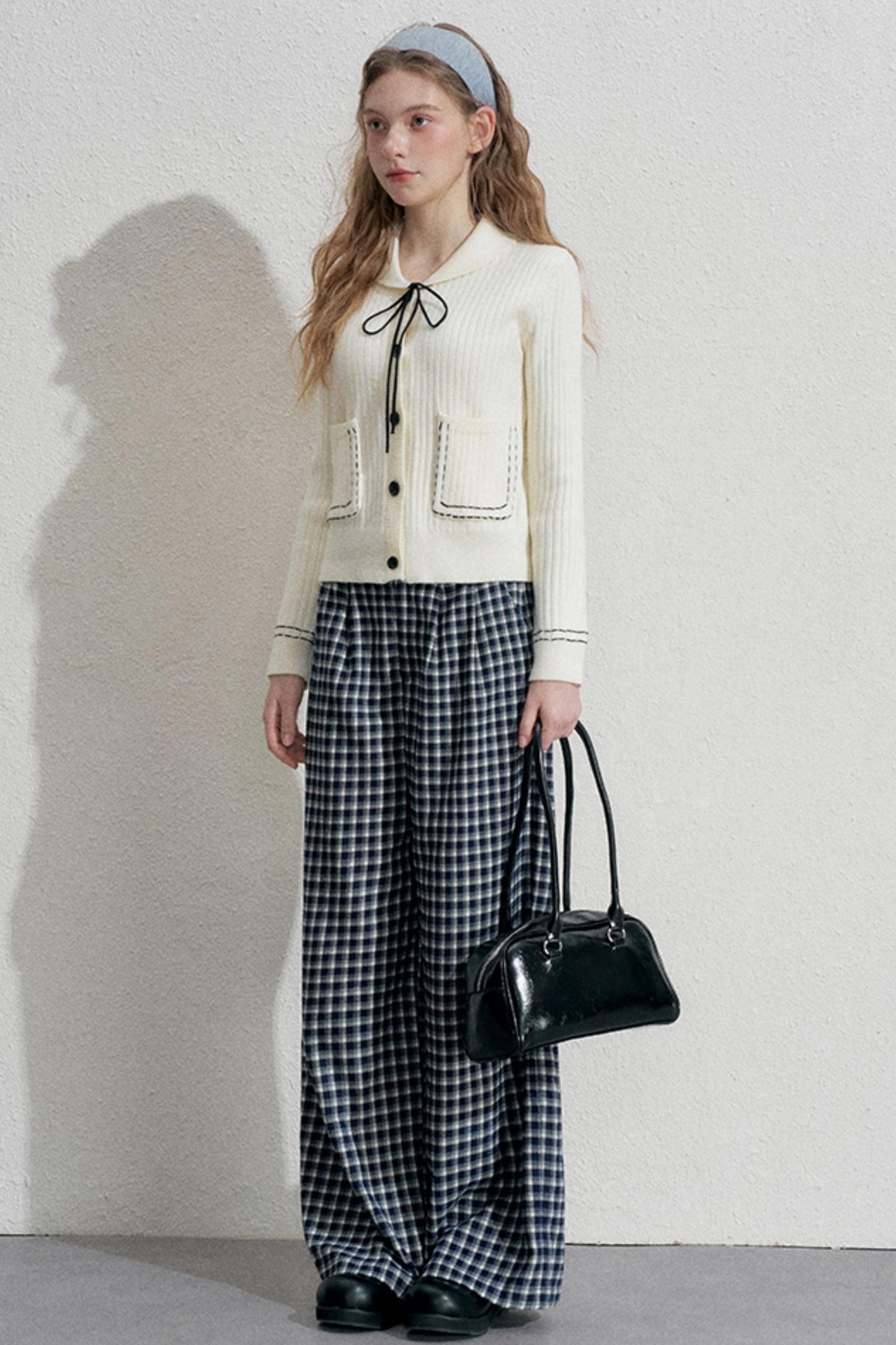 Blue Plaid Woolen Trousers