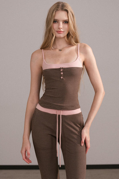 Color-Block Knitted Cardigan Set-Up