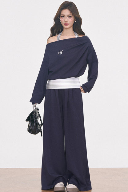 Gray Knitted Sporty Suit Set-Up