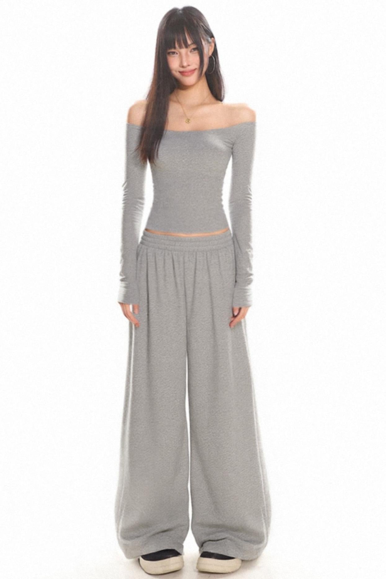 Lazy Knitted Long Sleeve Base Top Set-Up