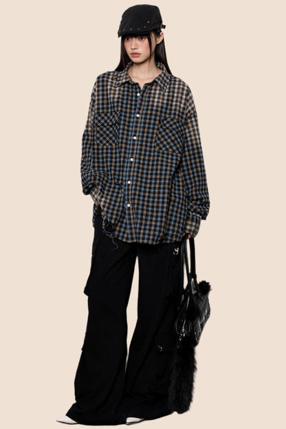 Plaid Gradient Retro Check Shirt