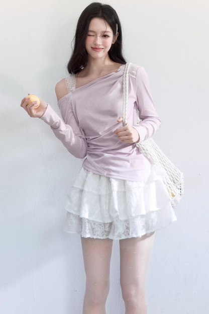 Wrinkled Off-Shoulder Blouse