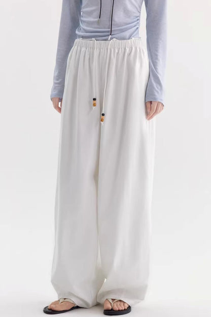 White Drapey Wide-Leg Pants