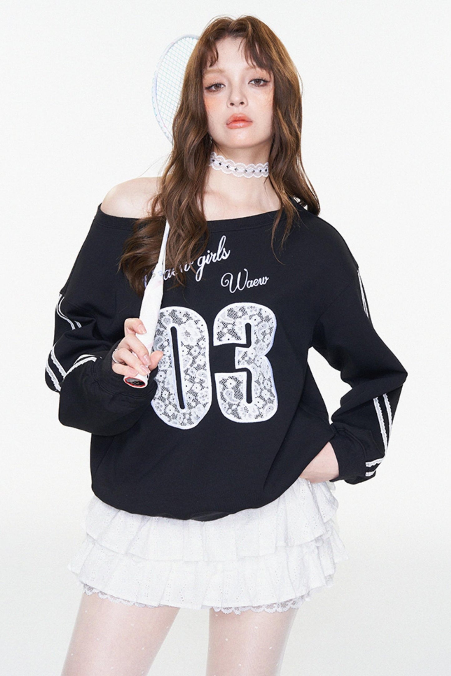 One-Shoulder Slouchy Ballet Sweatshirt