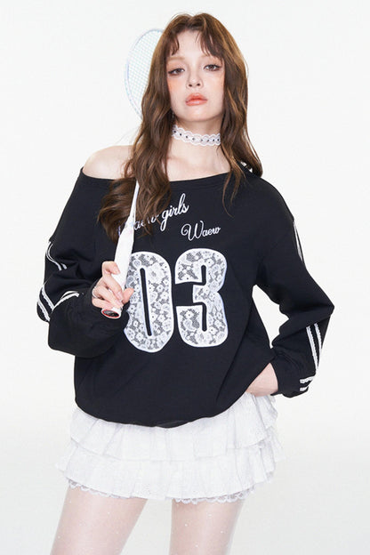 One-Shoulder Slouchy Ballet Sweatshirt
