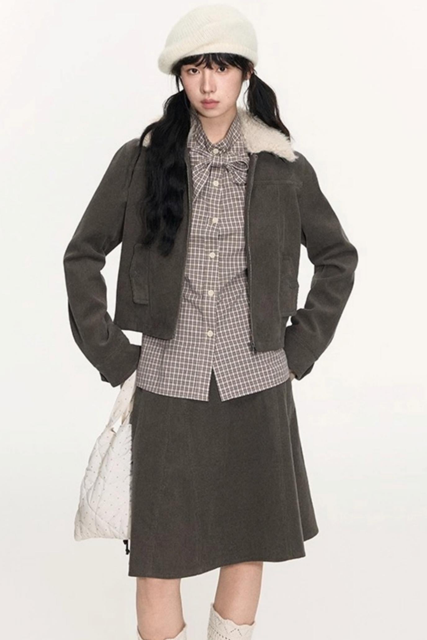 Corduroy Split A-Line Skirt