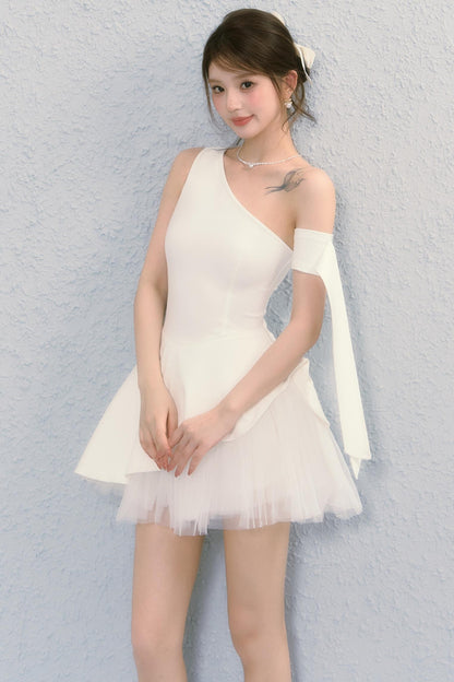 Pure White Ballet Mesh French Puffy Dress