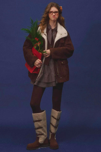 Reversible Lamb Wool Biker Jacket