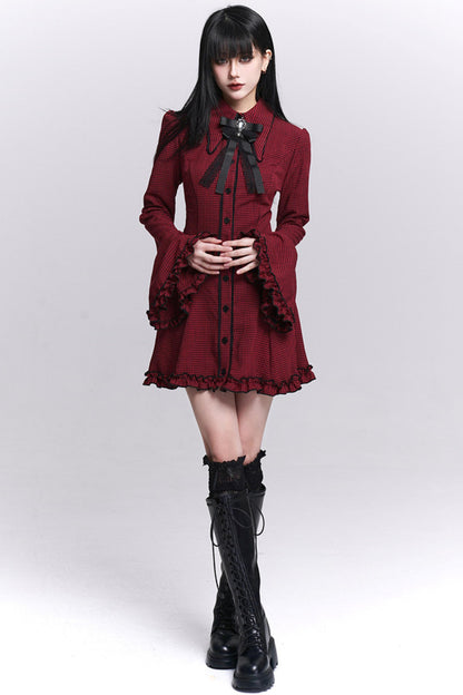 Red Plaid Shirt Dress