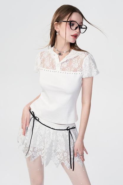 White Lace Bow Skirt