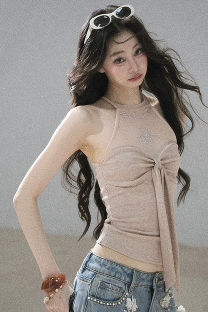 Galaxy Halter Neck Knit Top