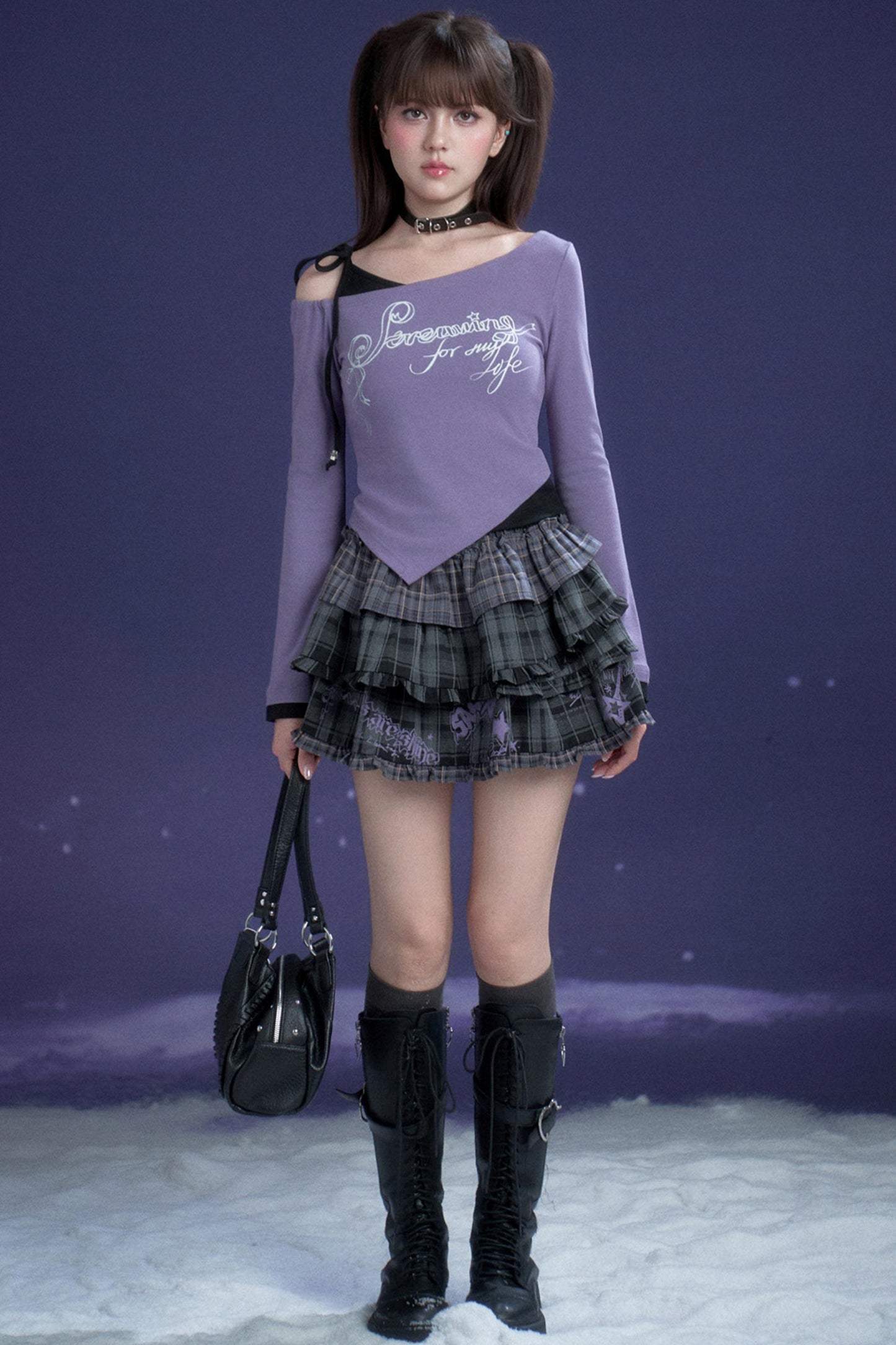 Black and Purple Fighting Spirit Top