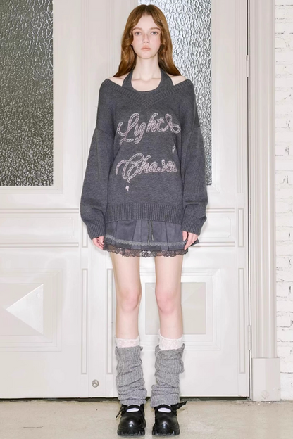 Knitted Two-Piece Sweater Pants Set