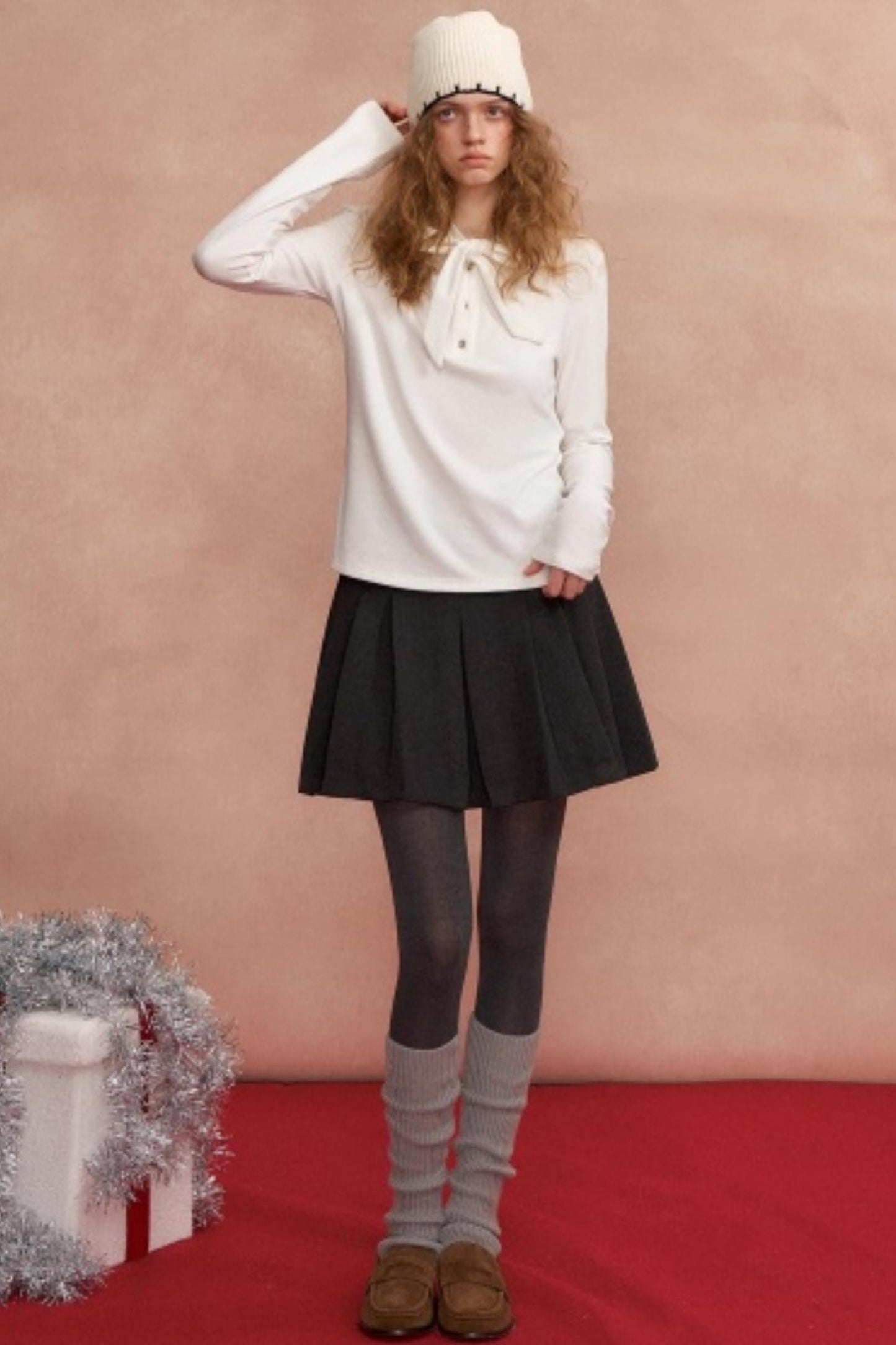 Retro Woolen Pleated Skirt