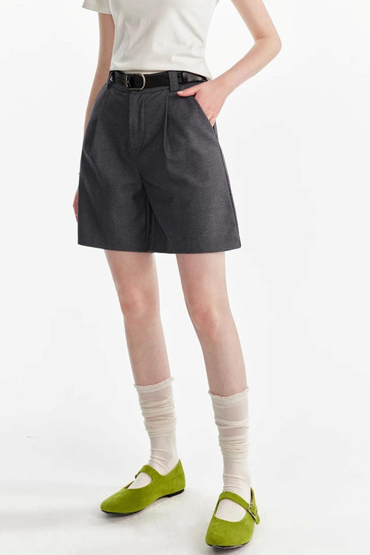 Gray Twill Suit Shorts