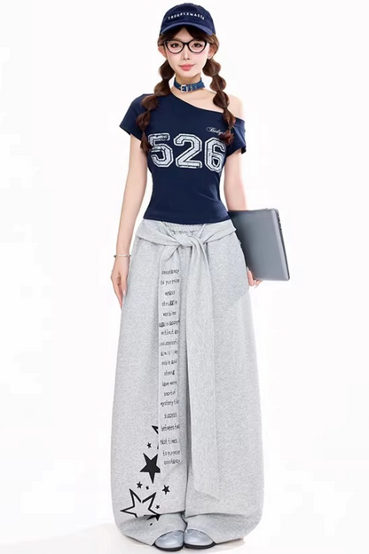 Top asymétrique à imprimé numérique