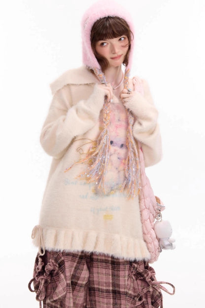 Pleated Hem Drawstring Sweater