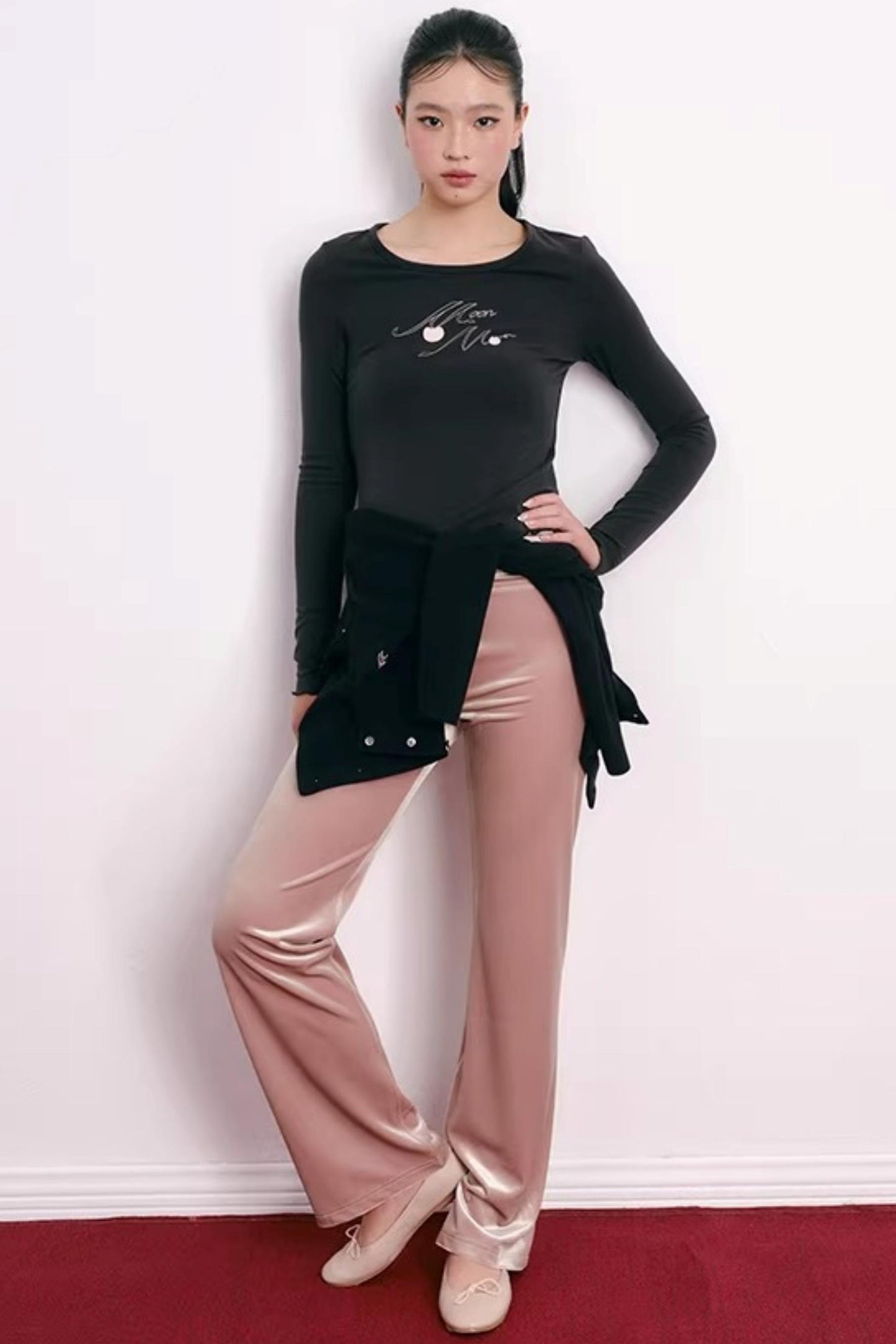 Velvet Embroidered Sweatshirt and Pants Set