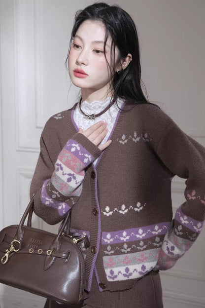 Winter Tulip Wool Cardigan Set