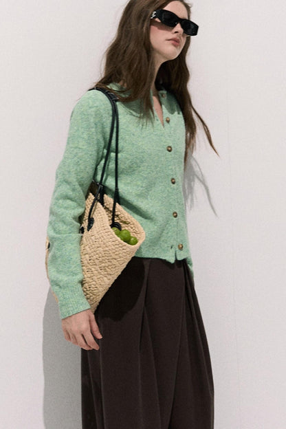 Tencel Wool Pleats Wide-Leg Pants