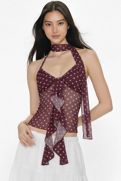 Farbblockiertes Mesh-Top