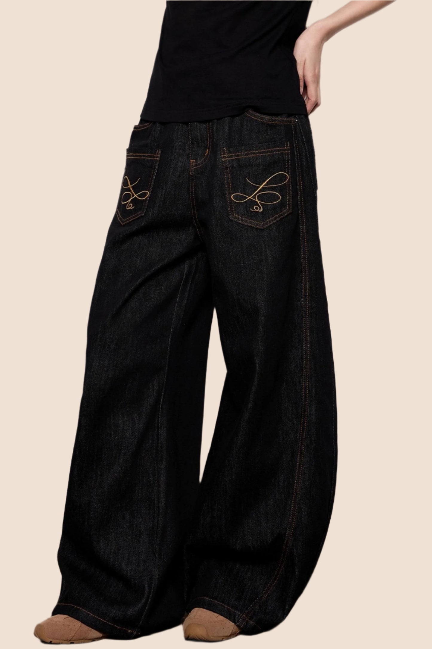 Casual Cow Color Embroidered Jeans