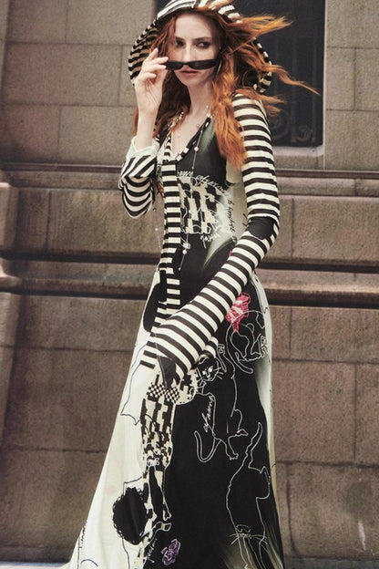 Hand-Painted Slim Fit Hooded Dress