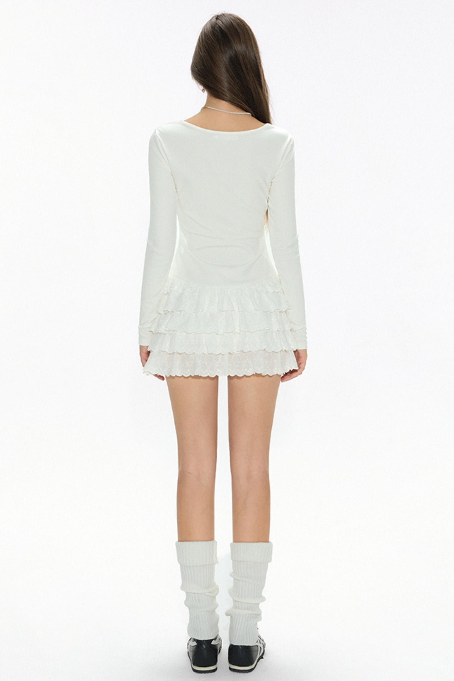White Square Neck Dress