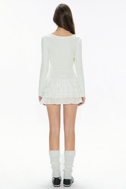 White Square Neck Dress