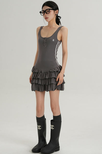 Unique Skirt Halter Mini Dress