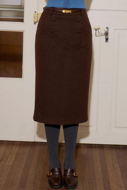 Wool Blend Cigarette Skirt