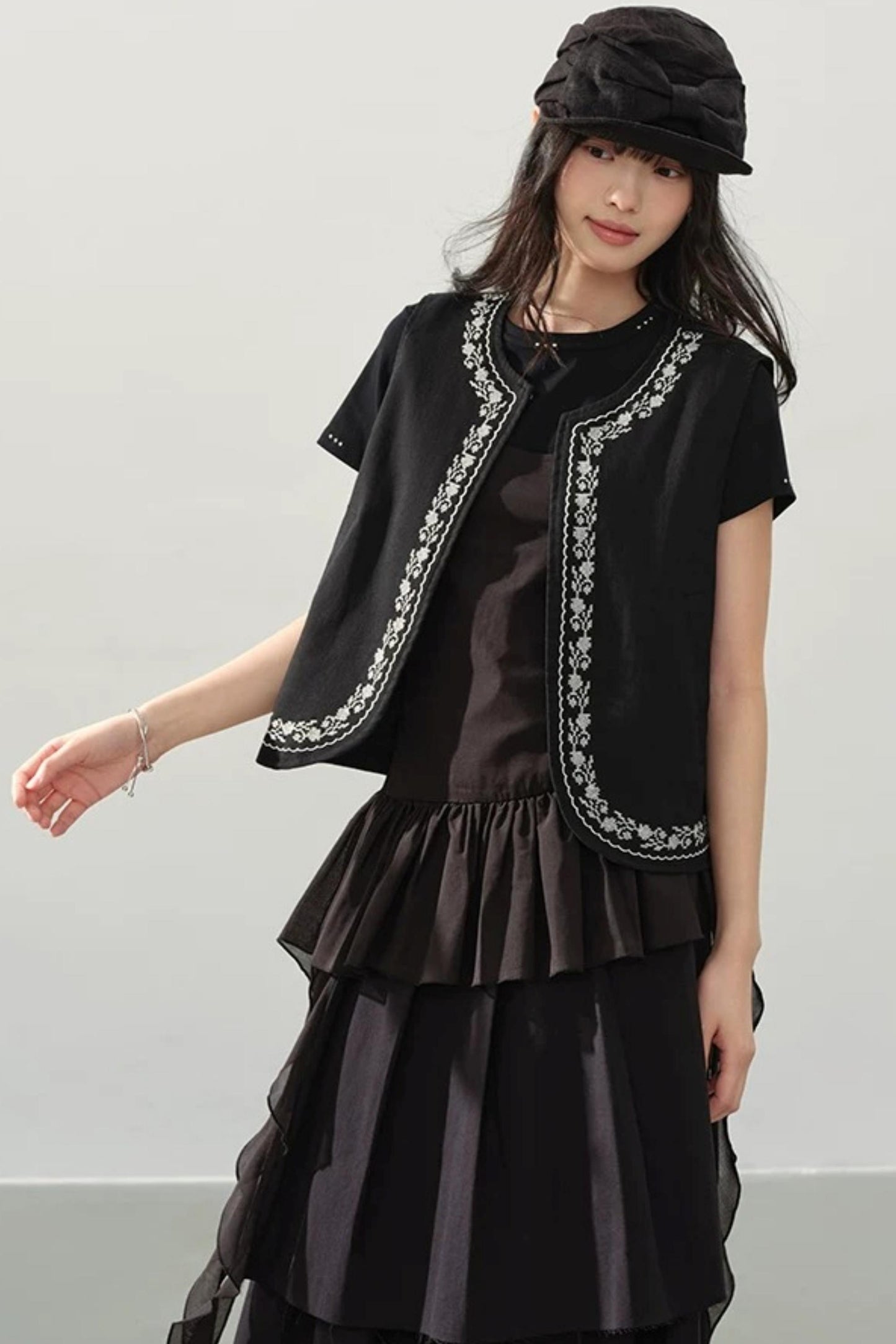 Gilet Vintage Ricamato Parigi