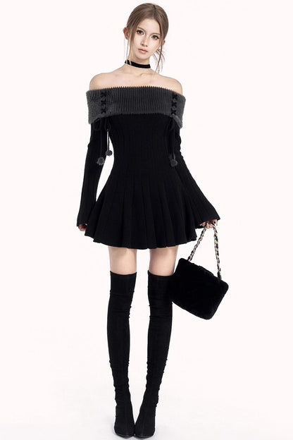 Off-Shoulder Winter Sweater Dress