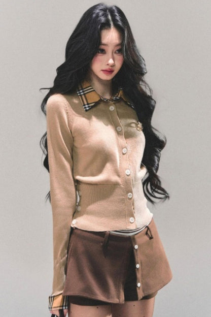 Fake Two Korean Long-Sleeve Knit Top