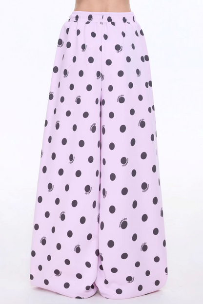 Retro Polka Dot Wide-Leg Pants