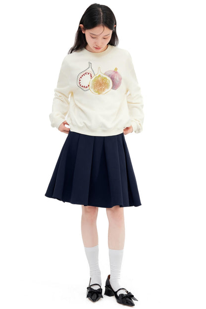 Fig Embroidered Crew Neck Top