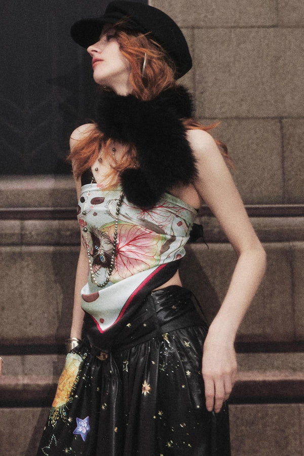 Watercolor Begonia Satin Scarf