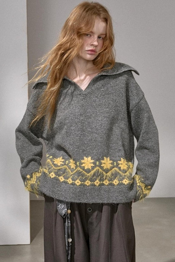 Fair Isle Vintage Embroidered Sweater