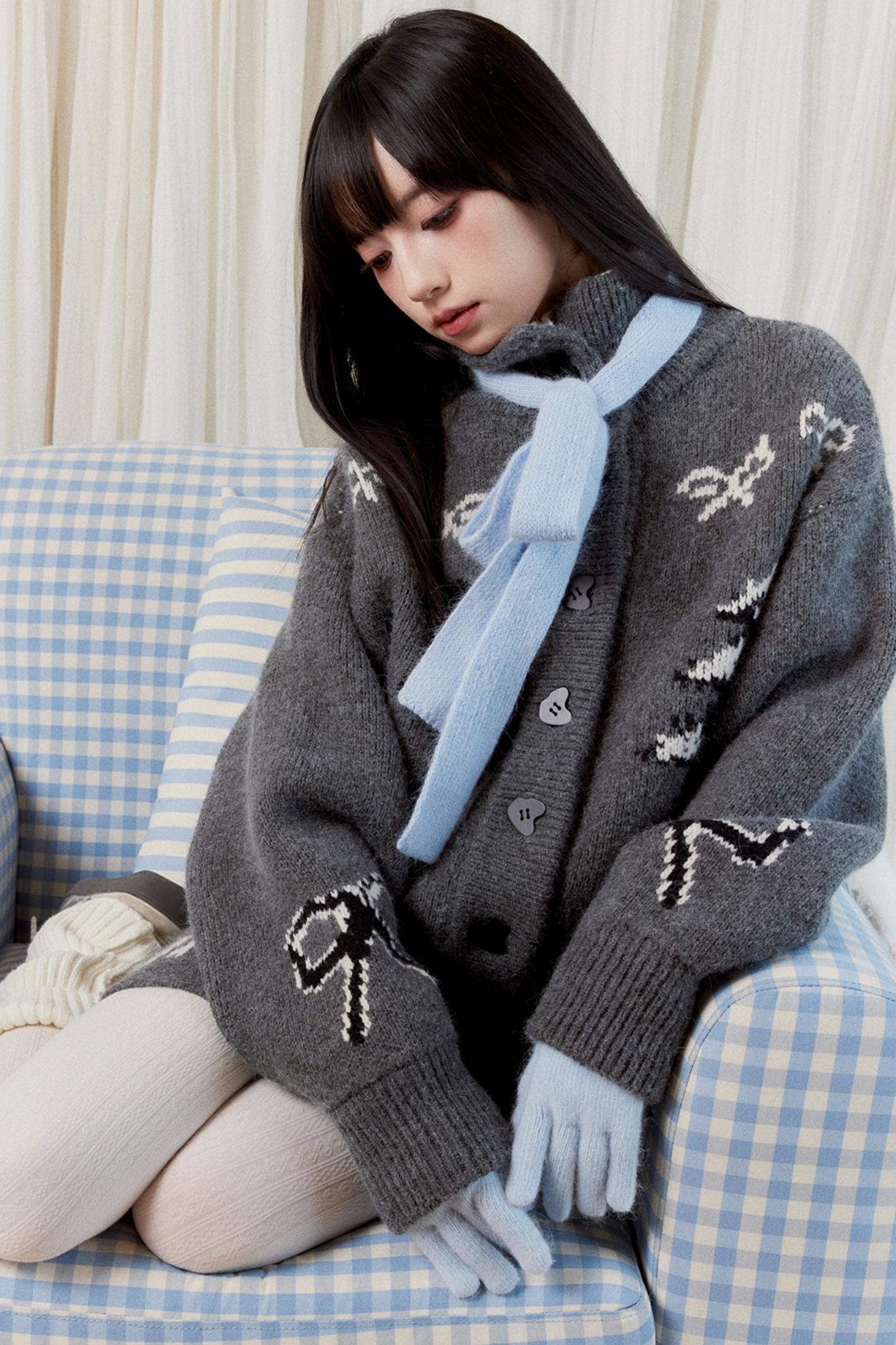 [10 31new] fragile shop winter snow hibernation memories Fair Island slouchy sweater autumn and winter knit set