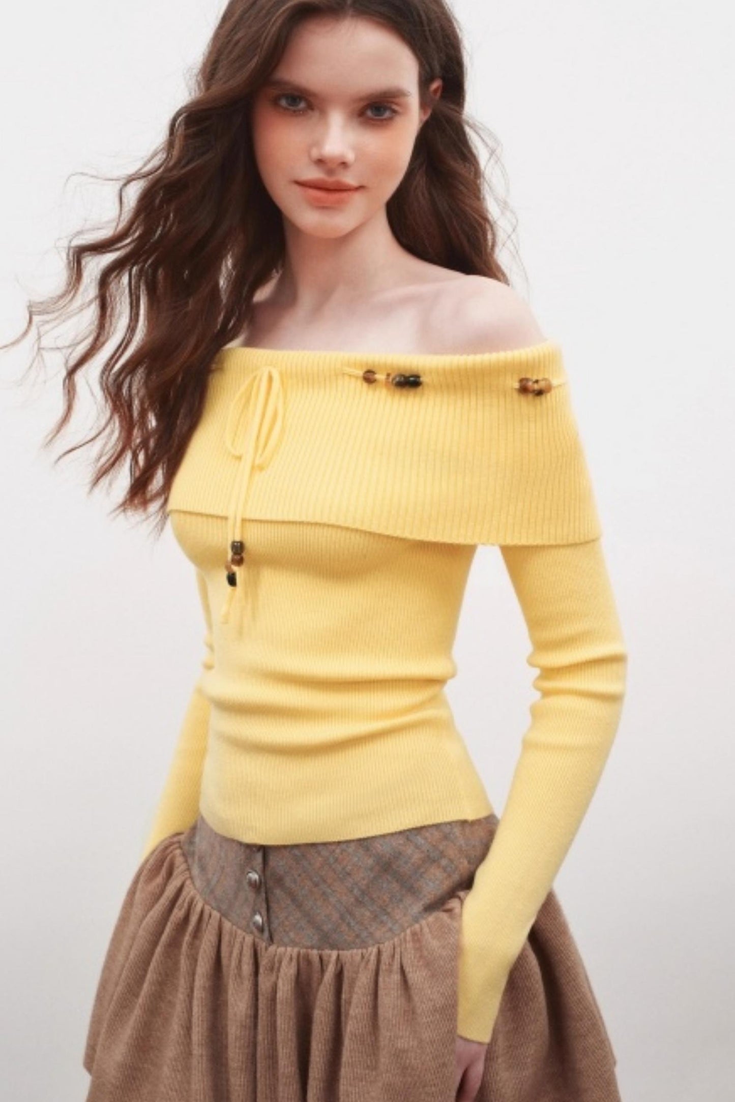 Beaded One-Shoulder Sweater