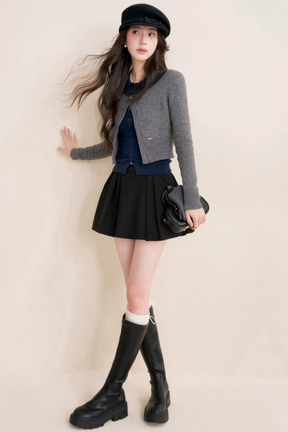 Cashmere Wool Crew Neck Knit Coat