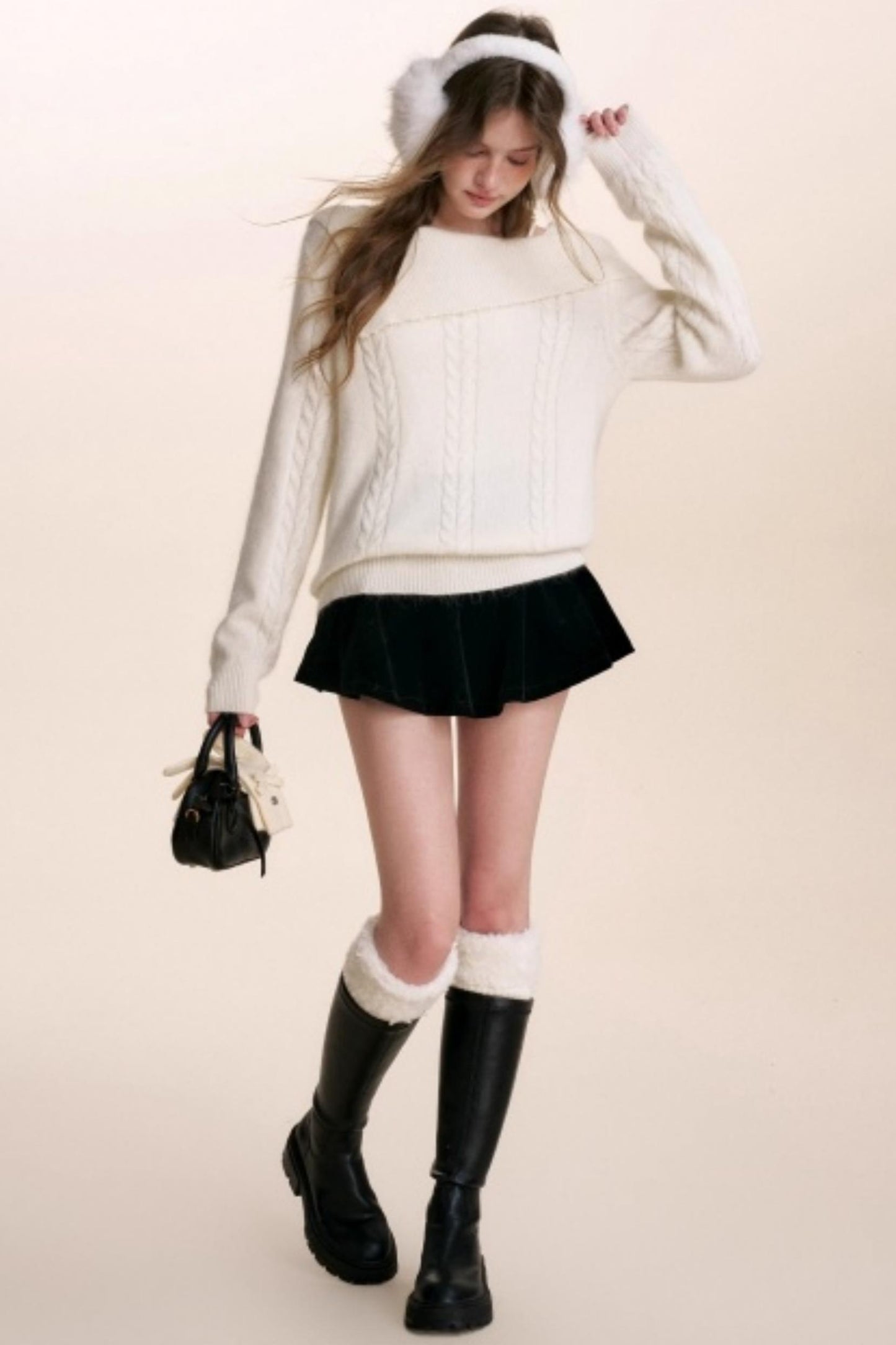 Velvet Pearl One-Shoulder Sweater