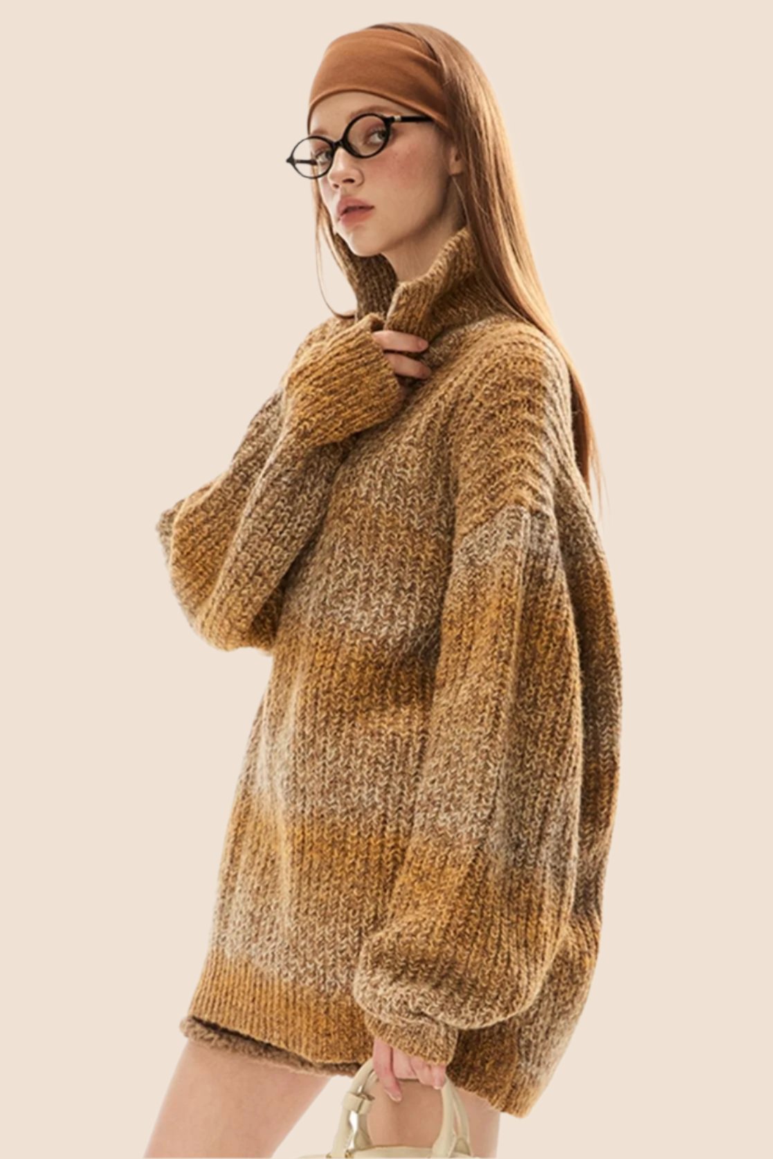 Niche Design Contrast Knit Sweater